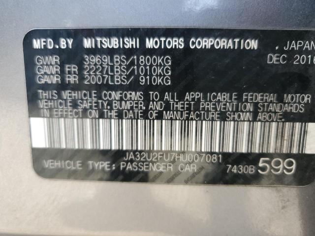 JA32U2FU7HU007081 - 2017 MITSUBISHI LANCER ES GRAY photo 13