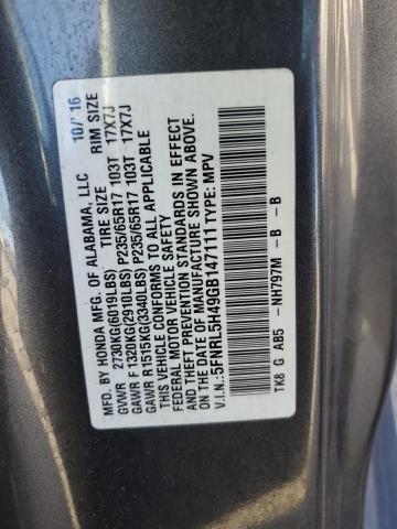 5FNRL5H49GB147111 - 2016 HONDA ODYSSEY EX GRAY photo 13