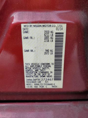 1N4AL3AP7EC272467 - 2014 NISSAN ALTIMA 2.5 MAROON photo 13