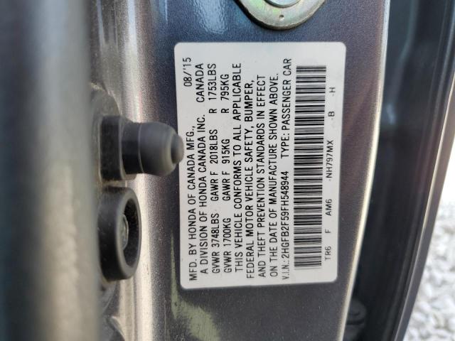 2HGFB2F59FH548944 - 2015 HONDA CIVIC LX GRAY photo 13