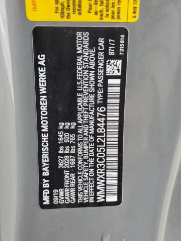 WMWXR3C05L2L84476 - 2020 MINI COOPER GRAY photo 12