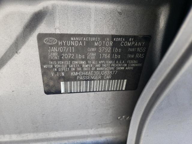 KMHDH4AE3BU083877 - 2011 HYUNDAI ELANTRA GLS GRAY photo 12