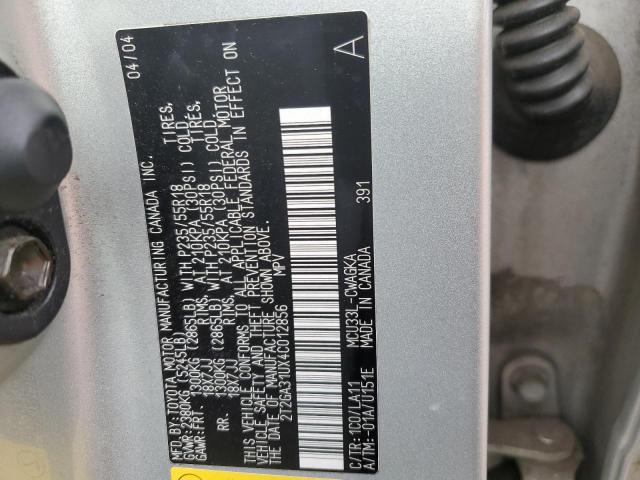 2T2GA31UX4C012856 - 2004 LEXUS RX 330 SILVER photo 13