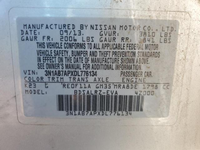 3N1AB7APXDL776134 - 2013 NISSAN SENTRA S SILVER photo 12