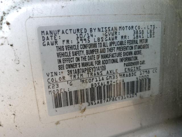 3N1AB7AP8EY314109 - 2014 NISSAN SENTRA S SILVER photo 13