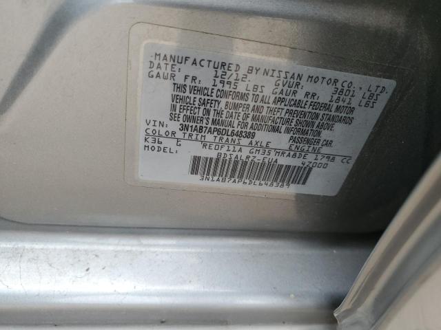 3N1AB7AP6DL648389 - 2013 NISSAN SENTRA S GRAY photo 13