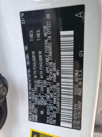 5TDJKRFH7GS269796 - 2016 TOYOTA HIGHLANDER XLE 白色 照片 12