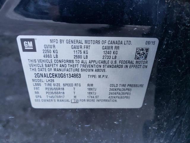 2GNALCEK0G6134863 - 2016 CHEVROLET EQUINOX LT BLACK photo 13