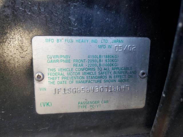 JF1SG65643G716647 - 2003 SUBARU FORESTER 2.5XS Черный фото 12