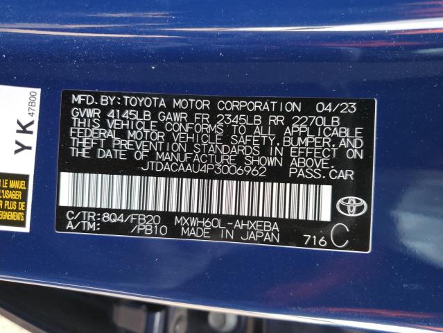 JTDACAAU4P3006962 - 2023 TOYOTA PRIUS LE BLUE photo 12