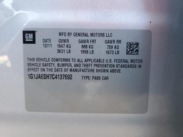 1G1JA6SH7C4137692 - 2012 CHEVROLET SONIC LS SILVER photo 12