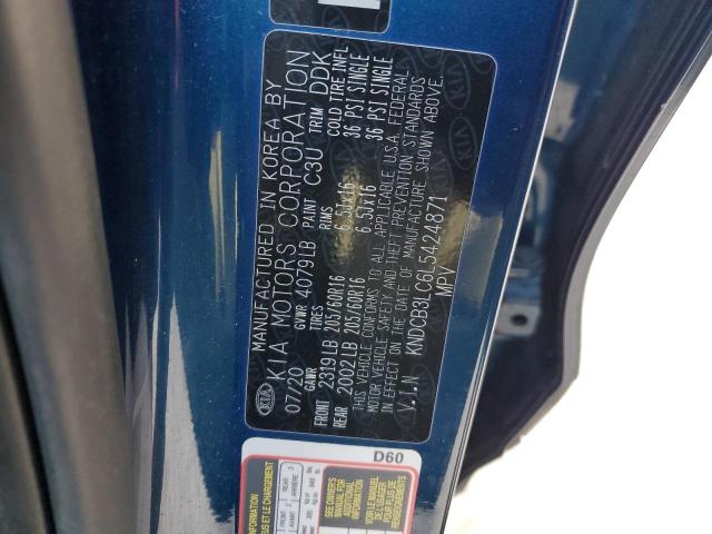 KNDCB3LC6L5424871 - 2020 KIA NIRO LX BLUE photo 12