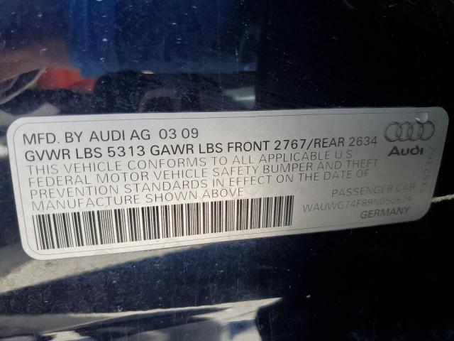 WAUWG74F89N050624 - 2009 AUDI A6 PRESTIGE BLACK photo 12