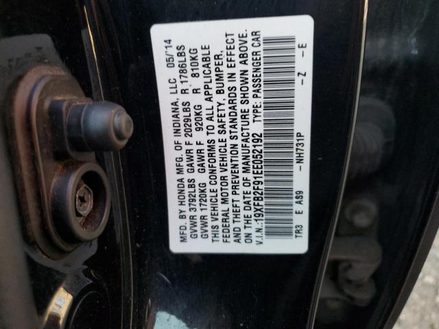 19XFB2F91EE052192 - 2014 HONDA CIVIC EXL შავი ფოტო 12