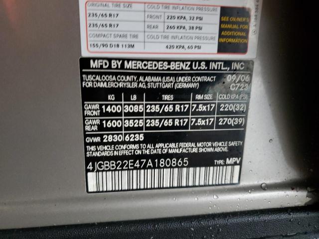 4JGBB22E47A180865 - 2007 MERCEDES-BENZ ML 320 CDI SILVER photo 13