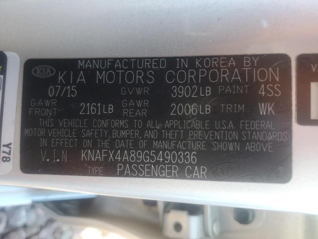 KNAFX4A89G5490336 - 2016 KIA FORTE EX SILVER photo 12