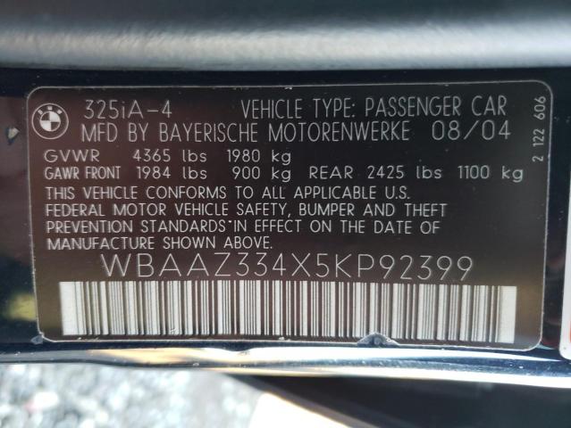 WBAAZ334X5KP92399 - 2005 BMW 325 IS SULEV BLUE photo 12