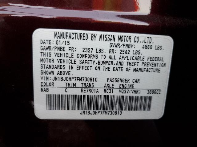 JN1BJ0HP7FM730810 - 2015 INFINITI QX50 MAROON photo 12