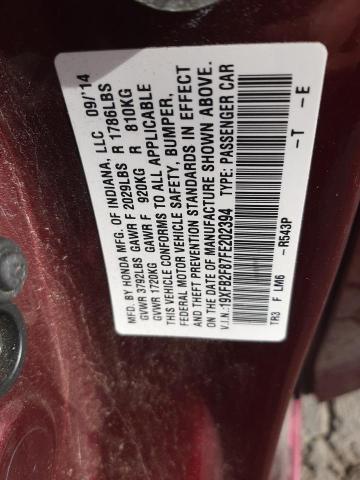 19XFB2F87FE202394 - 2015 HONDA CIVIC EX BURGUNDY photo 13