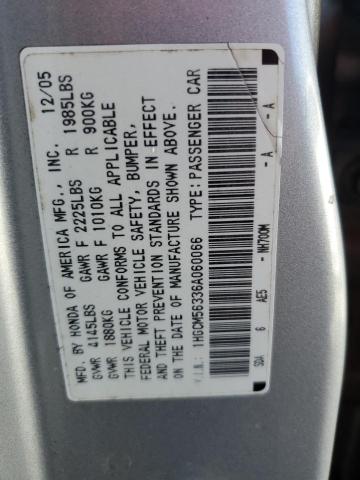 1HGCM56336A060066 - 2006 HONDA ACCORD SE SILVER photo 12