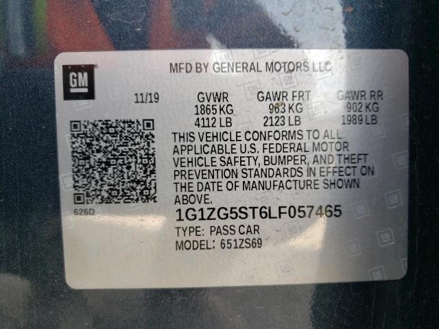 1G1ZG5ST6LF057465 - 2020 CHEVROLET MALIBU RS 灰色 照片 12