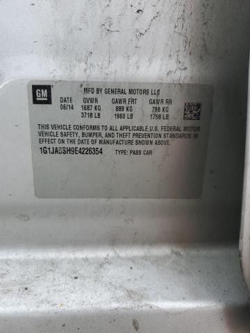 1G1JA5SH9E4226354 - 2014 CHEVROLET SONIC LS SILVER photo 12