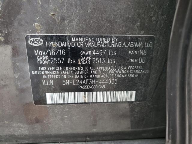 5NPE24AF3HH444935 - 2017 HYUNDAI SONATA SE CHARCOAL photo 12