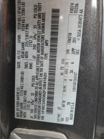 1FMCU0G92FUB41820 - 2015 FORD ESCAPE SE GRAY photo 13