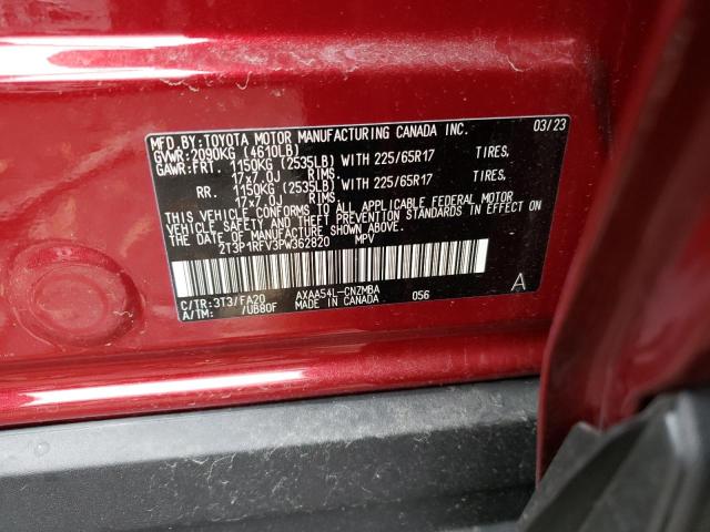 2T3P1RFV3PW362820 - 2023 TOYOTA RAV4 XLE RED photo 13