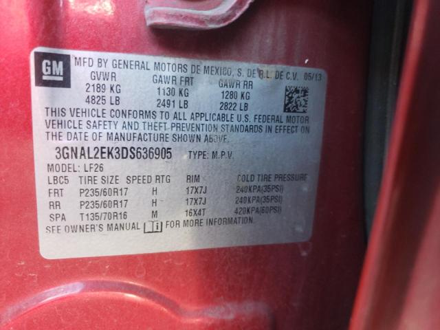 3GNAL2EK3DS636905 - 2013 CHEVROLET CAPTIVA LS RED photo 13