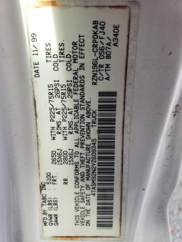 4TASM92N2YZ609345 - 2000 TOYOTA TACOMA XTRACAB PRERUNNER თეთრი ფოტო 12