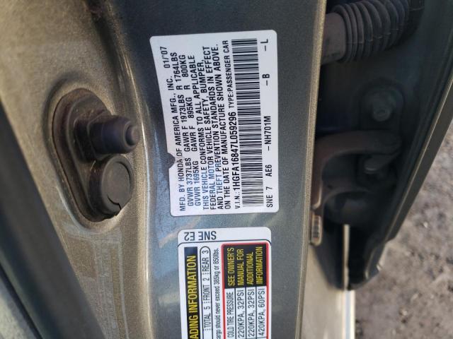 1HGFA16847L059296 - 2007 HONDA CIVIC EX GRAY photo 12