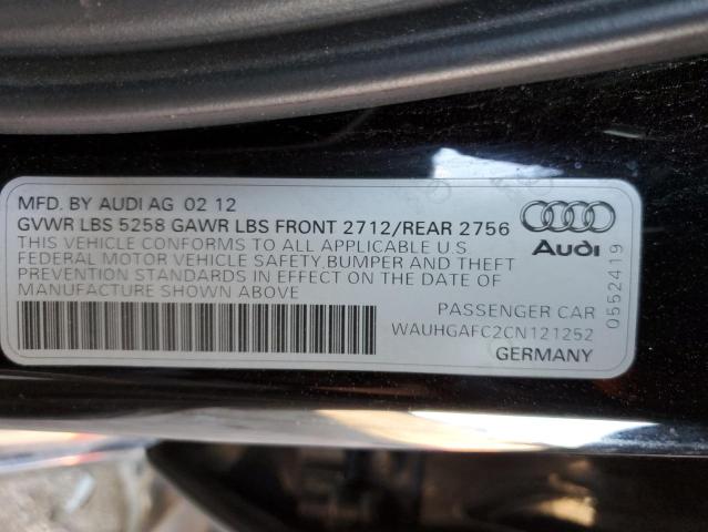 WAUHGAFC2CN121252 - 2012 AUDI A6 PRESTIGE შავი ფოტო 12
