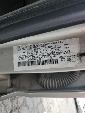 5TEGN92N63Z152477 - 2003 TOYOTA TACOMA DOUBLE CAB PRERUNNER SILVER photo 12