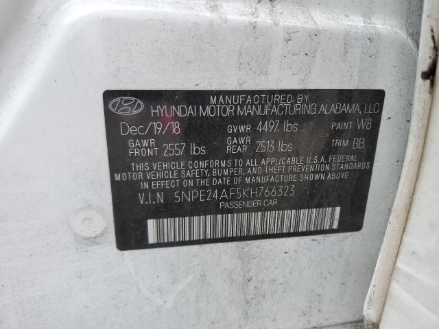 5NPE24AF5KH766323 - 2019 HYUNDAI SONATA SE WHITE photo 12