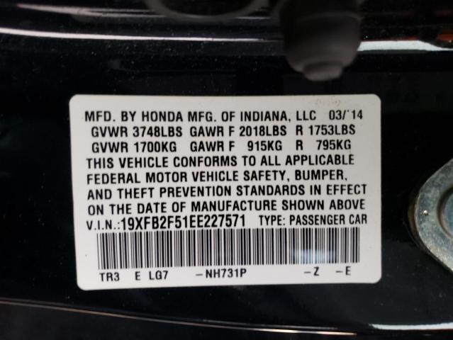 19XFB2F51EE227571 - 2014 HONDA CIVIC LX BLACK photo 13