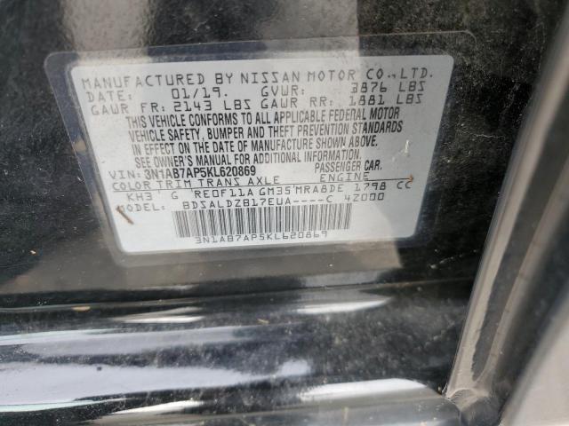 3N1AB7AP5KL620869 - 2019 NISSAN SENTRA S BLACK photo 12