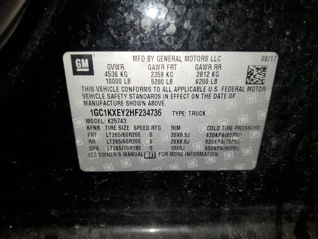 1GC1KXEY2HF234736 - 2017 CHEVROLET SILVERADO K2500 HIGH COUNTRY BLACK photo 12