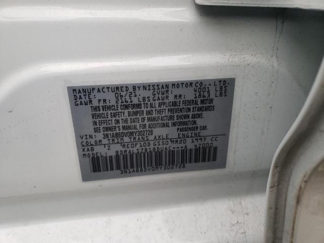 3N1AB8DV0MY302728 - 2021 NISSAN SENTRA SR WHITE photo 12