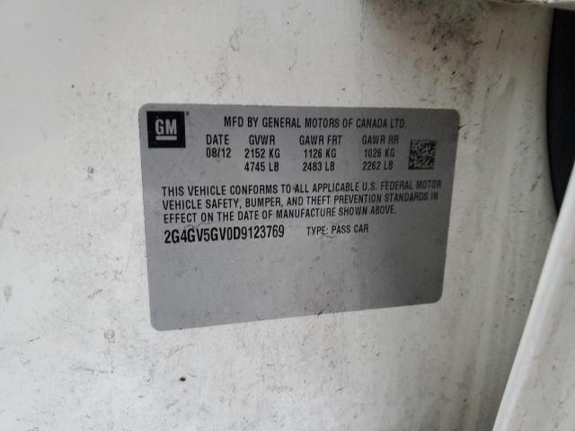 2G4GV5GV0D9123769 - 2013 BUICK REGAL GS Ақ фото 13