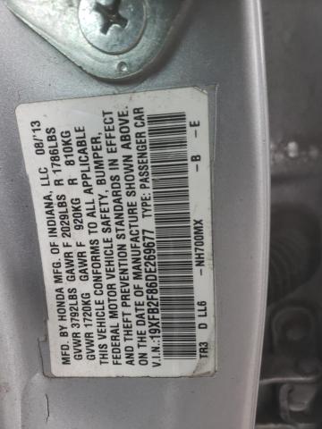 19XFB2F86DE269677 - 2013 HONDA CIVIC EX GRAY photo 12