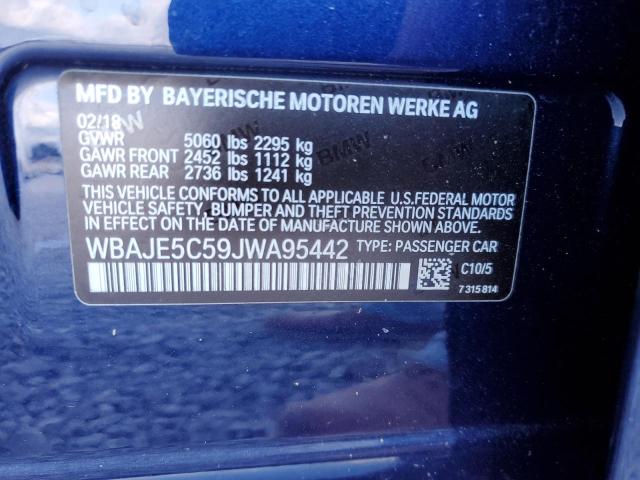 WBAJE5C59JWA95442 - 2018 BMW 540 I BLUE photo 13
