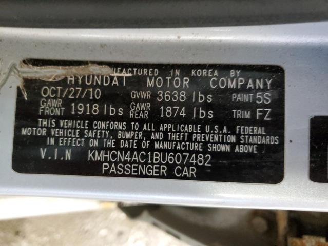 KMHCN4AC1BU607482 - 2011 HYUNDAI ACCENT GLS SILVER photo 12