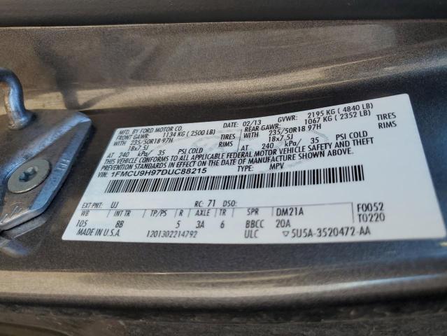 1FMCU9H97DUC88215 - 2013 FORD ESCAPE SEL CHARCOAL photo 13