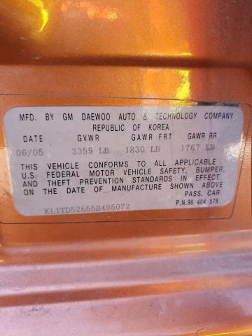 KL1TD52655B495072 - 2005 CHEVROLET AVEO BASE Narıncı foto 12