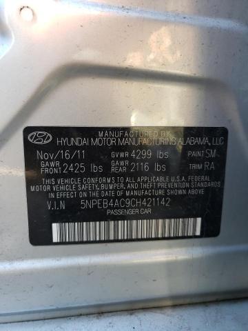 5NPEB4AC9CH421142 - 2012 HYUNDAI SONATA GLS SILVER photo 12