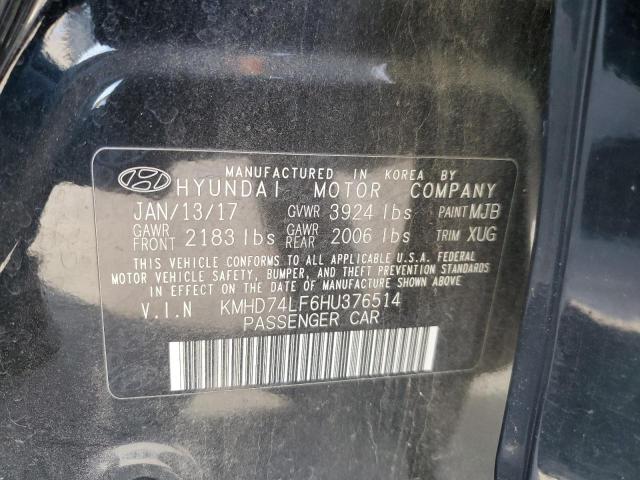 KMHD74LF6HU376514 - 2017 HYUNDAI ELANTRA SE BLACK photo 13