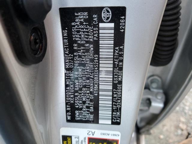 4T1BK3DBXCU452949 - 2012 TOYOTA AVALON BASE 银色 照片 13