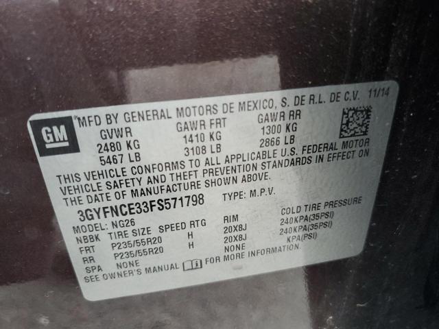 3GYFNCE33FS571798 - 2015 CADILLAC SRX PERFORMANCE COLLECTION Marron photo 14