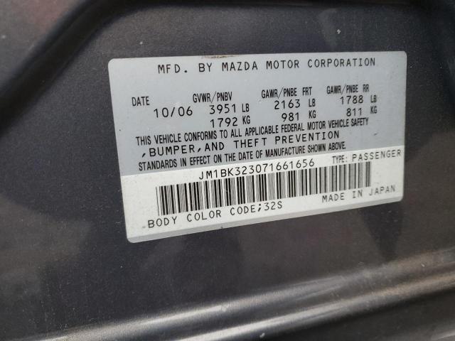 JM1BK323071661656 - 2007 MAZDA MAZDA3 S BLUE photo 12